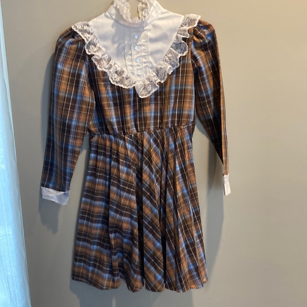 Vintage 1980’s cowgirl dress size 12 brown and blue colors